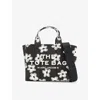 Marc Jacobs Daisy Print Canvas Medium Tote Bag With Adjustable Strap In Black/white