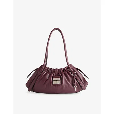 Marc Jacobs Womens Dark Plum Cristina Logo-plaque Leather Satchel Bag In Purple