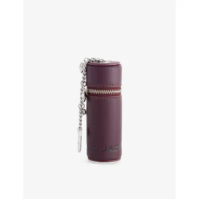 Marc Jacobs Womens Dark Plum The Lipstick Case Leather Bag Charm In Purple