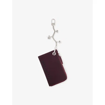 MARC JACOBS WOMENS DARK PLUM THE TOP ZIP CHARM LEATHER WALLET