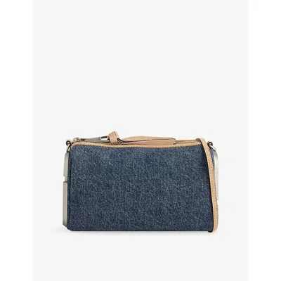 Marc Jacobs Womens Dark Wash Indigo The Denim Suede Snapshot Shoulder Bag In Blue