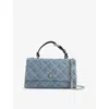 Marc Jacobs Womens Light Wash Indigo The Quilted Dual Convertible Denim Shoulder Bag