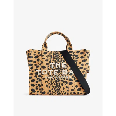 Marc Jacobs The Cheetah Canvas Medium Black Multi Tote Bag In Zoo