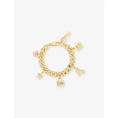 Marc Jacobs Womens Light Antique Gold The Mini Icon Charm Gold-plated Brass Bracelet