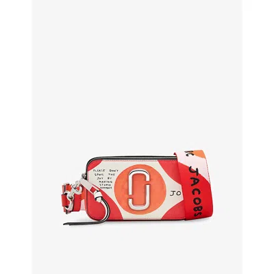 Marc Jacobs Womens Orange Multi  X David Shrigley The Snapshot Leather Cross-body Bag