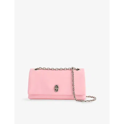 Marc Jacobs Womens Ribbon Pink Dual Chain Turnlock Leather Shoulder Bag