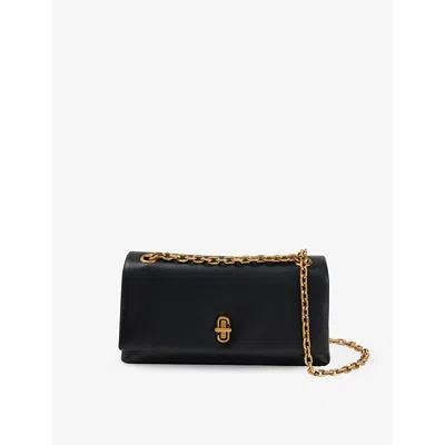 MARC JACOBS WOMENS BLACK THE DUAL LEATHER WALLET ON CHAIN