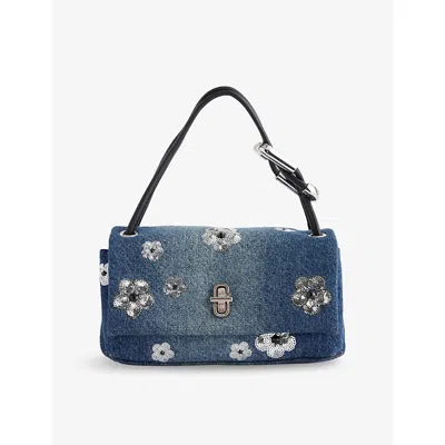 Marc Jacobs Womens The Sequin Daisy Denim Mini Dual Bag Vintage Indigo