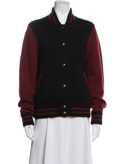 Pre-owned Marc Jacobs Wool Colorblock Pattern Bomber Jacket In Black