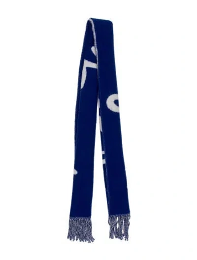 Pre-owned Marc Jacobs Wool Graphic Print Scarf In Blue