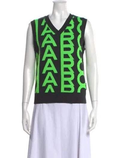 Pre-owned Marc Jacobs Wool Graphic Print Sweater In Black