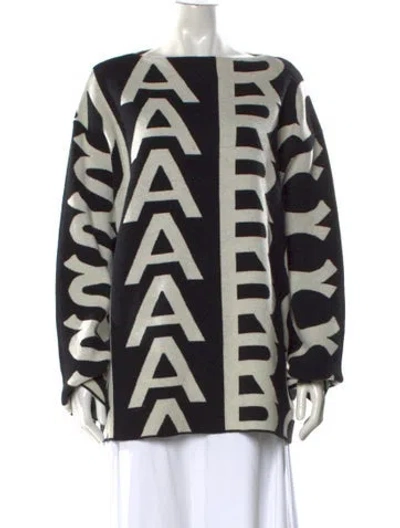 Pre-owned Marc Jacobs Wool Graphic Print Sweater In Black