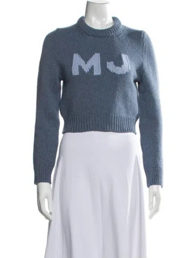 Pre-owned Marc Jacobs Wool Graphic Print Sweater In Blue