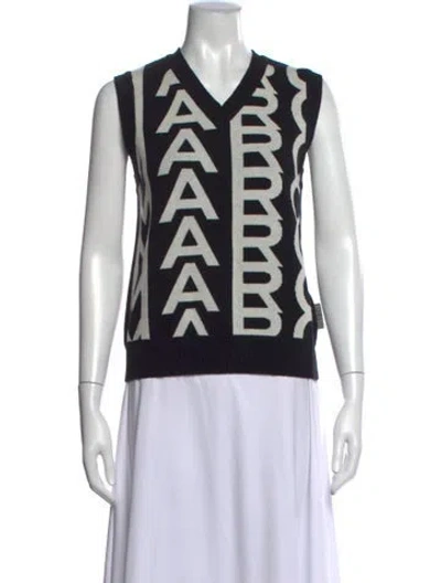 Pre-owned Marc Jacobs Wool Graphic Print Sweater W/ Tags In Black