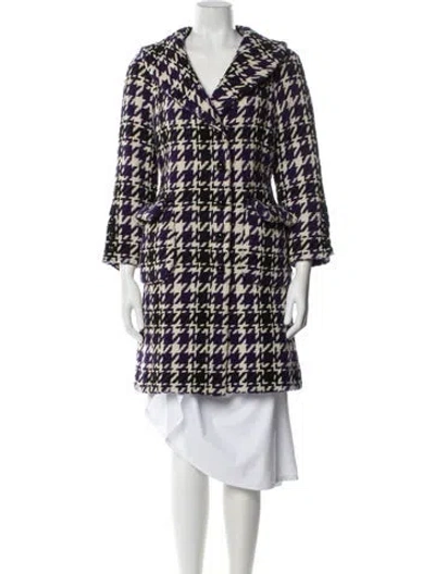 Pre-owned Marc Jacobs Wool Houndstooth Print Coat In Purple