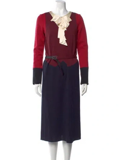 Pre-owned Marc Jacobs Wool Midi Length Dress In Burgundy