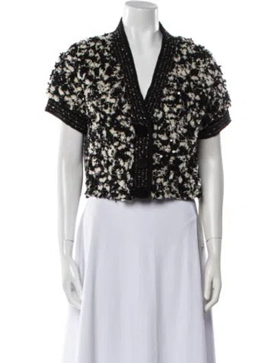 Pre-owned Marc Jacobs Wool Patterned Bolero In White
