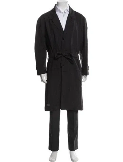 Pre-owned Marc Jacobs Wool Patterned Trench Coat In Blue