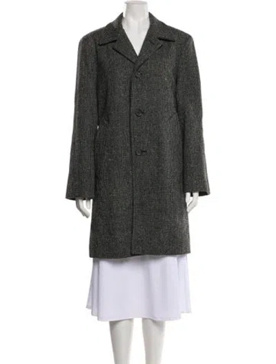 Pre-owned Marc Jacobs Wool Plaid Print Coat In Gray