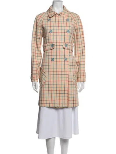 Pre-owned Marc Jacobs Wool Plaid Print Coat In Neutrals