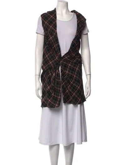 Pre-owned Marc Jacobs Wool Plaid Print Sweater In Black