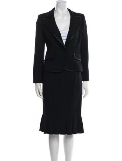 Pre-owned Marc Jacobs Wool Pleated Accents Skirt Suit In Black