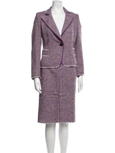 Pre-owned Marc Jacobs Wool Printed Skirt Suit In Purple