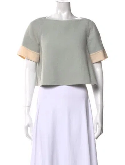 Pre-owned Marc Jacobs Wool Scoop Neck Crop Top In Blue