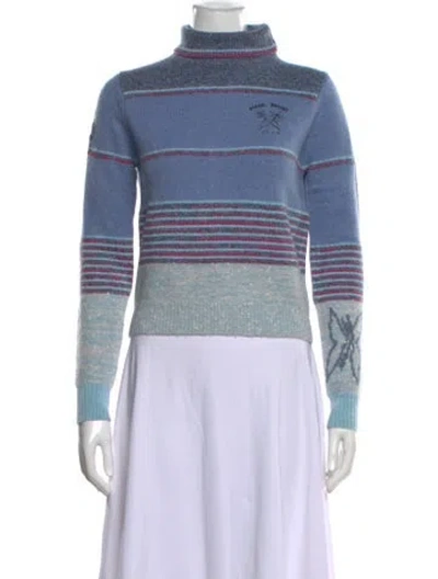 Pre-owned Marc Jacobs Wool Striped Sweater W/ Tags In Blue