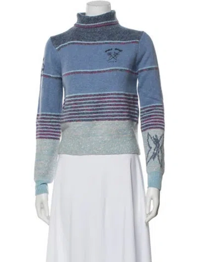 Pre-owned Marc Jacobs Wool Striped Sweater W/ Tags In Blue