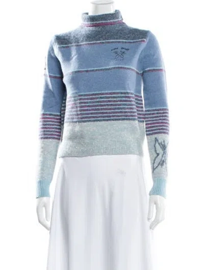Pre-owned Marc Jacobs Wool Striped Sweater W/ Tags In Blue