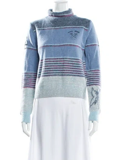 Pre-owned Marc Jacobs Wool Striped Sweater W/ Tags In Blue