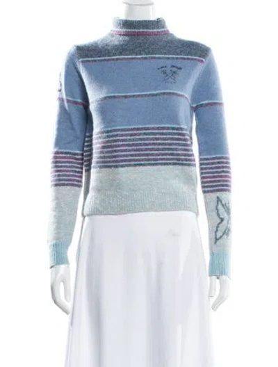 Pre-owned Marc Jacobs Wool Striped Sweater W/ Tags In Blue