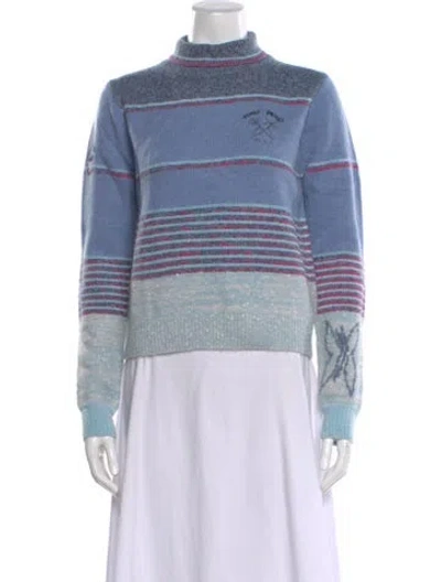 Pre-owned Marc Jacobs Wool Striped Sweater W/ Tags In Blue