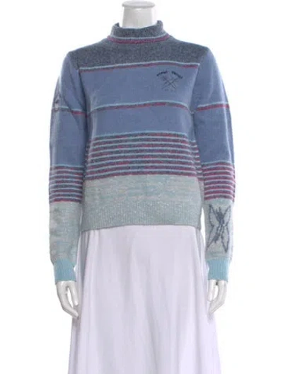 Pre-owned Marc Jacobs Wool Striped Sweater W/ Tags In Blue