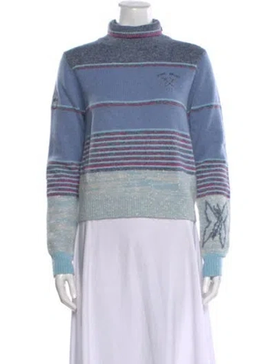 Pre-owned Marc Jacobs Wool Striped Sweater W/ Tags In Blue
