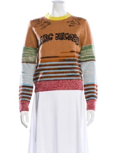 Pre-owned Marc Jacobs Wool Striped Sweater W/ Tags In Brown