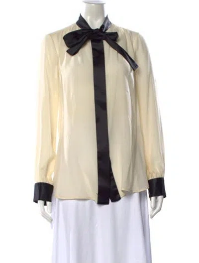 Pre-owned Marc Jacobs Wool Tie Neck Blouse In Neutral