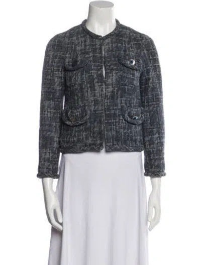 Pre-owned Marc Jacobs Wool Tweed Pattern Evening Jacket In Blue