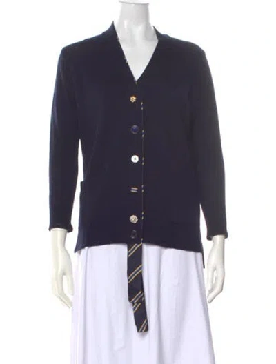 Pre-owned Marc Jacobs Wool V-neck Sweater In Blue