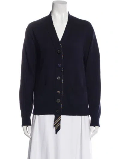 Pre-owned Marc Jacobs Wool V-neck Sweater In Blue