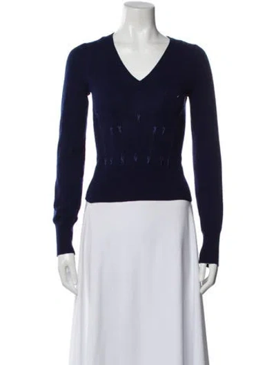Pre-owned Marc Jacobs Wool V-neck Sweater In Blue