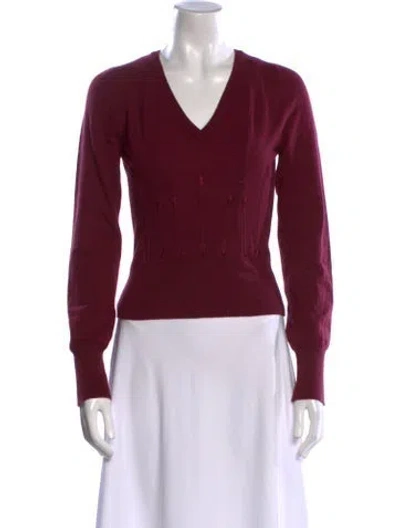 Pre-owned Marc Jacobs Wool V-neck Sweater In Burgundy