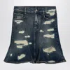 Marc Jacobs Distressed Mini Denim Skirt In Navy