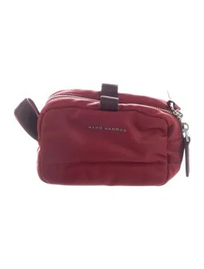 Pre-owned Marc Jacobs Woven Leather Trim Cosmetic Bag In Burgundy
