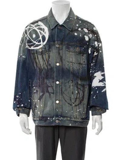 Pre-owned Marc Jacobs X Futura Graphic Print Denim Jacket In Blue