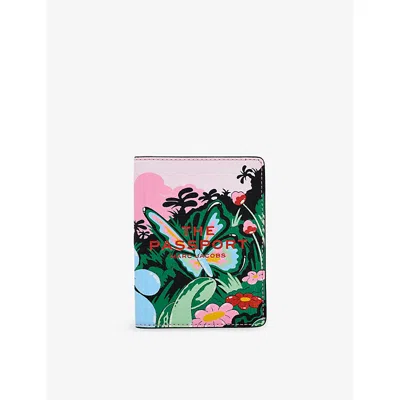 Marc Jacobs Black Multi  X Hattie Stewart Leather Passport Case