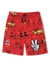 Marc Jacobs X Mickey Mouse Graphic-print Swim Shorts In Red