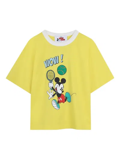 Marc Jacobs Kids' X Mickey Mouse T-shirt Mit Grafischem Print In Yellow