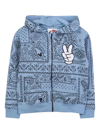 Marc Jacobs Kids' X Mickey Mouse Paisley-print Zip-up Hoodie In Blue